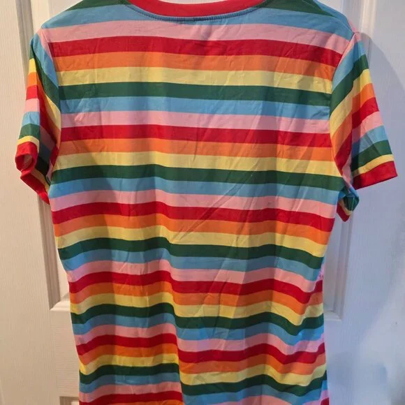 Multicolor Rainbow Striped Short Sleeve Tee Size L - Picture 2 of 2